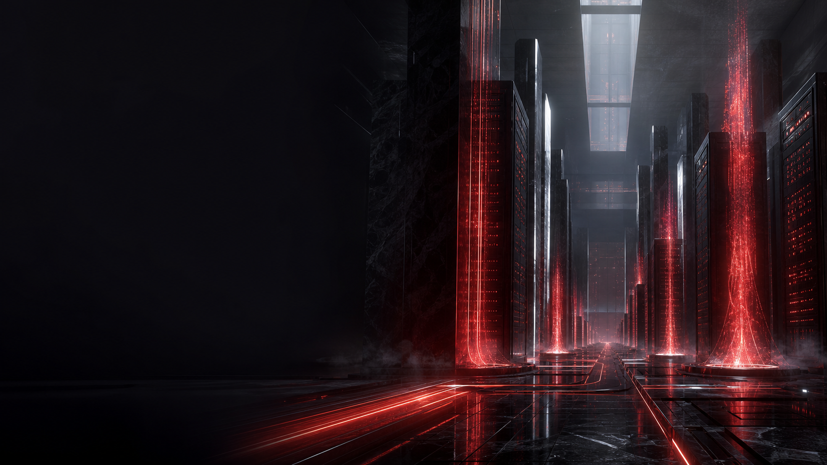 Estructura digital tridimensional que representa una infraestructura tecnolÃ³gica
